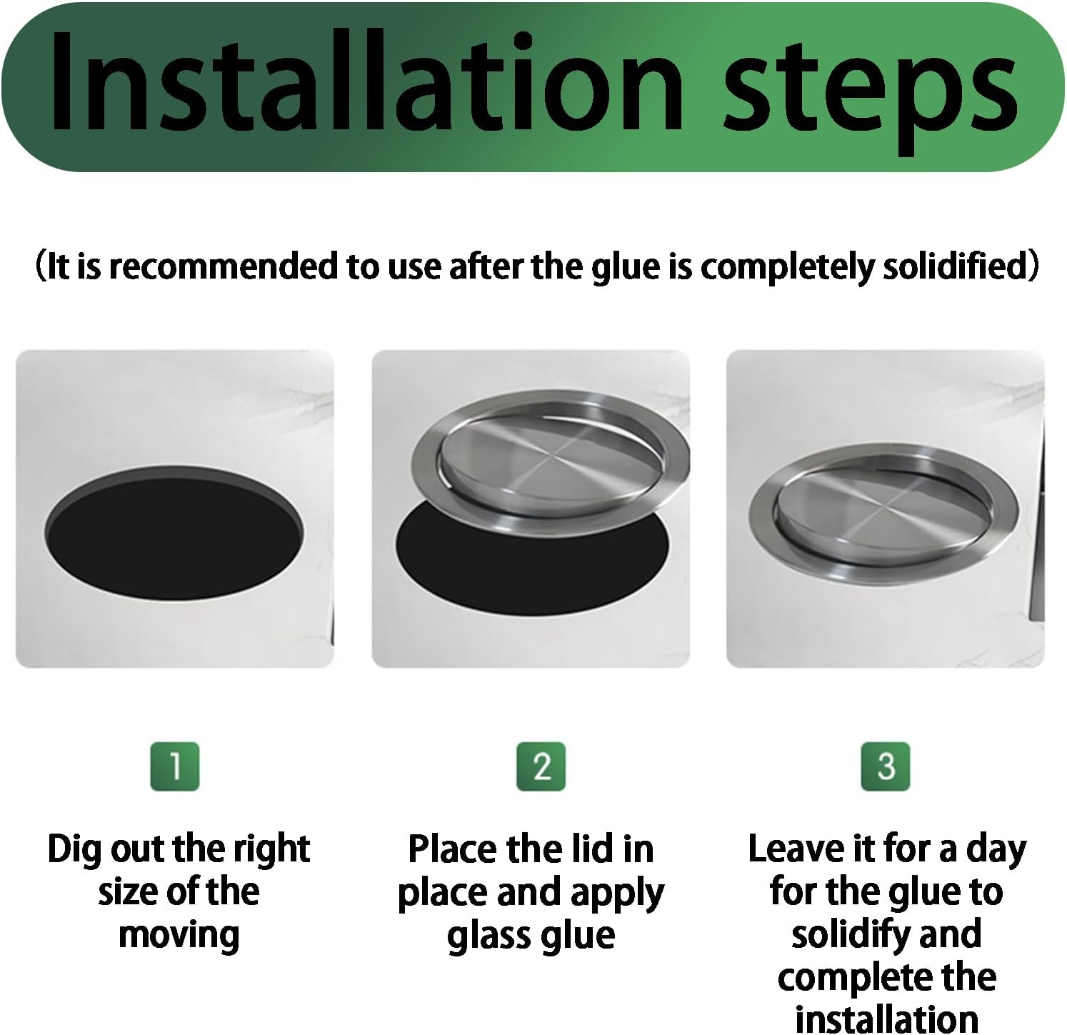 Kitchen Flush Trash Can Lid, Stainless Steel Recessed Garbage Can Cover, Clamshell Wastebasket Waste Lid, Balance Flap Cover for Office Desk Kitchen,23.8,23.8cm 430 Material