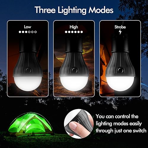 Miniatura 3 de Lámpara de tienda de campaña LED portátil, 5 paquetes de luces de emergencia de huracanes, bombilla LED para camping, tienda de campaña, linterna de