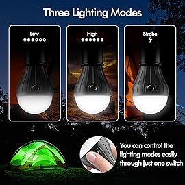 FLY2SKY Tent Lamp Portable LED Tent Lights 5 Packs Hook Hurricane Emergency Lights LED Camping Light Bulb Camping Tent Lantern Bulb Camping Equipment for Camping Hiking Backpacking Fishing Outage