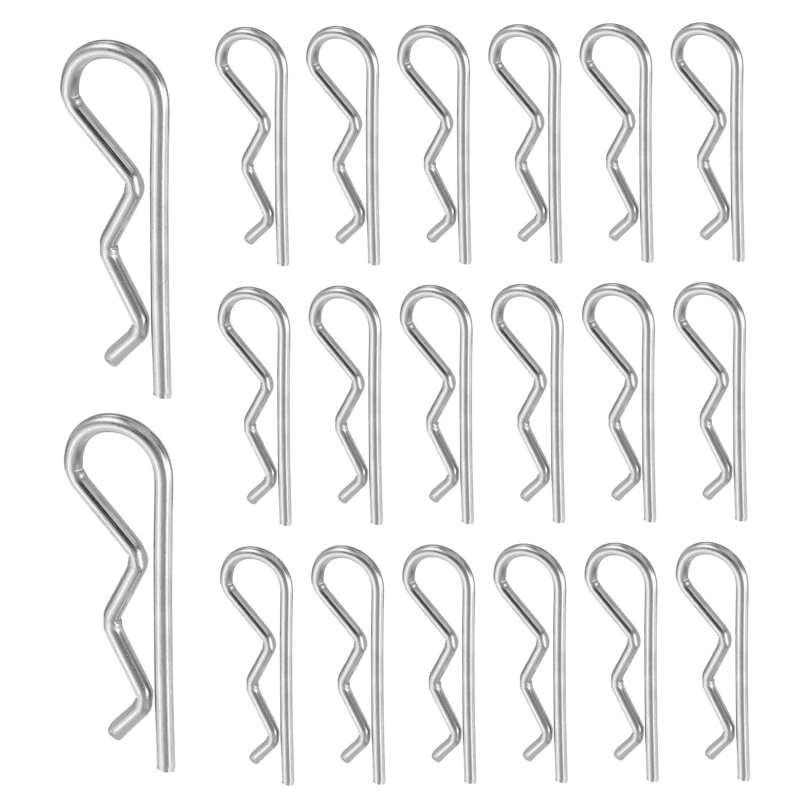 sourcing map 50 Pcs Hitch Pin Clip, 2mm x 40mm R Clips 304 Stainless Steel Retaining Wire Hair Pins Cotter Pin Assortment Kit Clips for Trailer Tractors Mower Carts Truck Pin Clip, Silver
