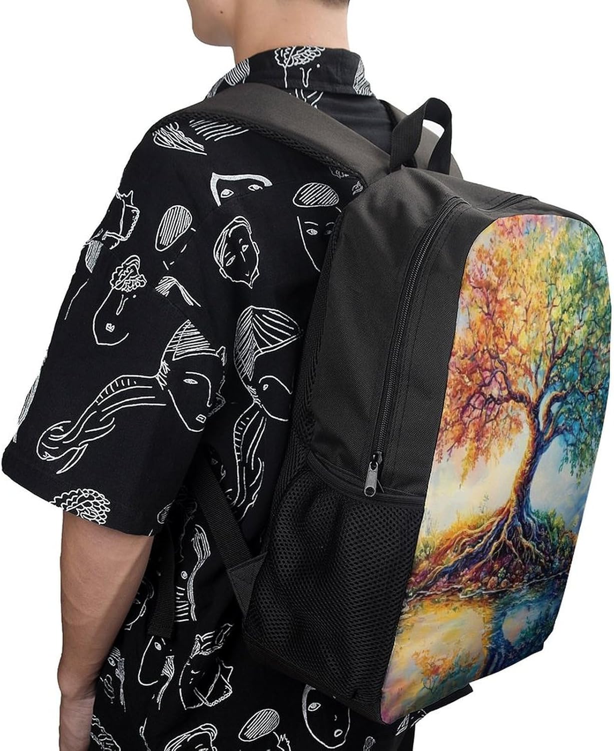 Life Rainbow Tree Unisex Backpack 17" Casual Daypacks Simple Shoulders Bag for Camping Hiking Travel Gear