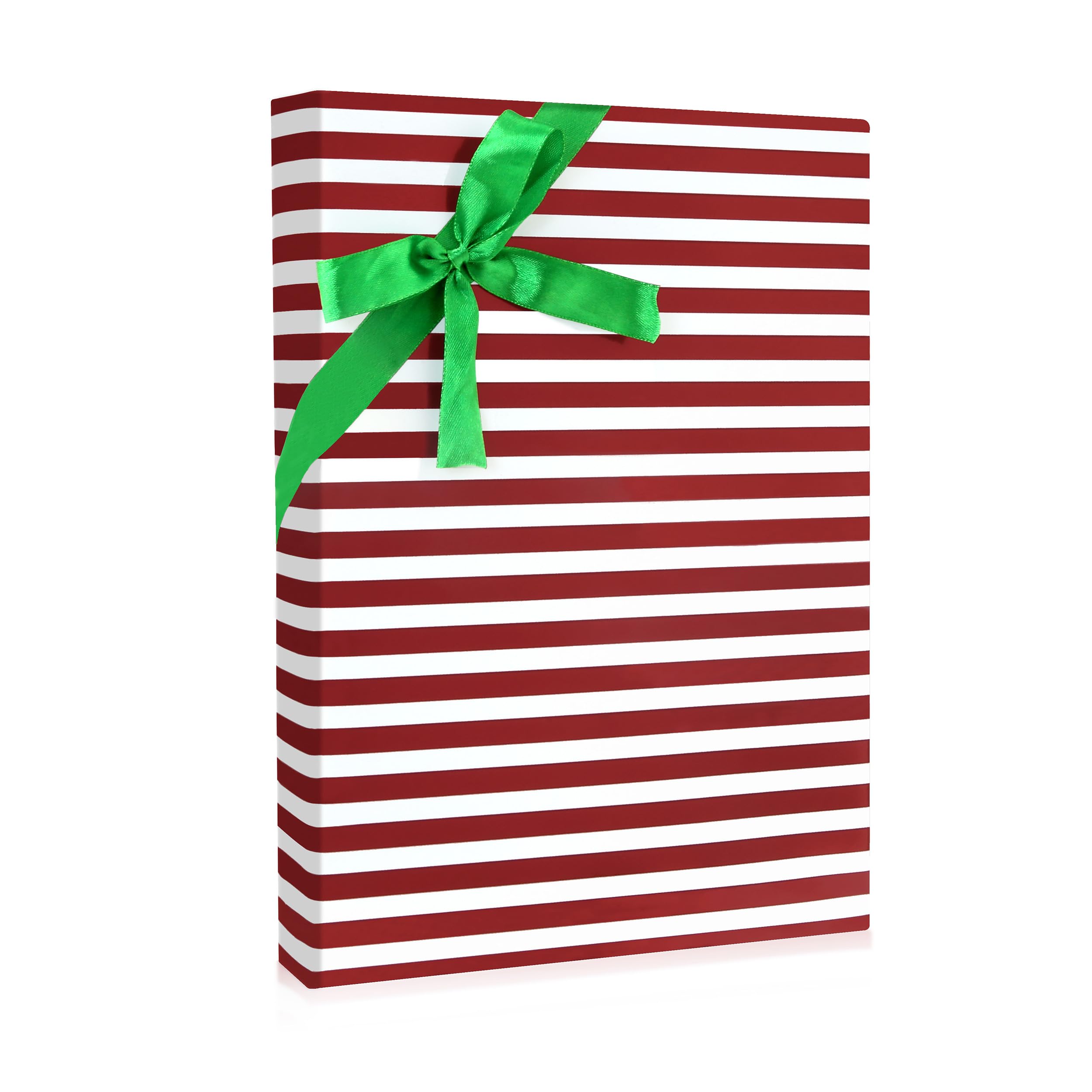 Red and White Wrapping Paper for Women Men, Holographic Aluminised Foil Candy Cane Striped Christmas Wrap Paper - 1 Mini Roll 43x300cm Per Roll - Folded Flat - for Birthday, Xmas, Wedding