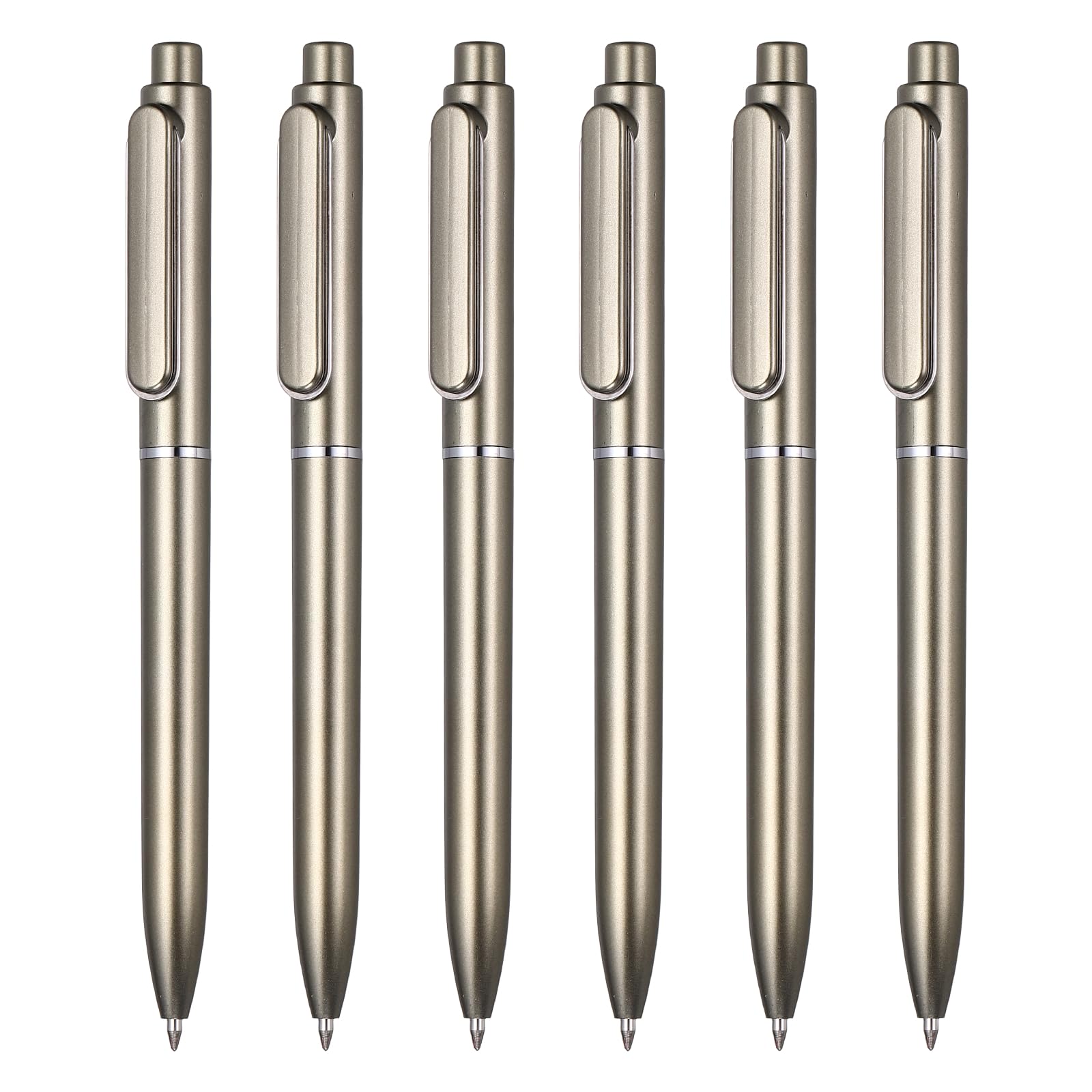 PATIKIL 6Pcs Retractable Pens, 0.5mm Gel Pens Black Ink Rollerball Pen Medium Point Smooth Writing Quick Dry for Office Supplies Home Journaling Note Taking,Light Gray