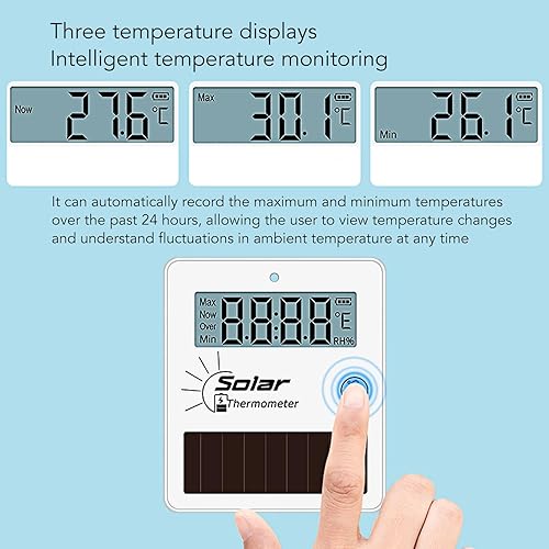 Miniatura 3 de Hygrometer Indoor Thermometer, Room Calibrated Humidity Meter Temperature, 24H Min Temperature Record, Light and Battery Power Supply, for Wall