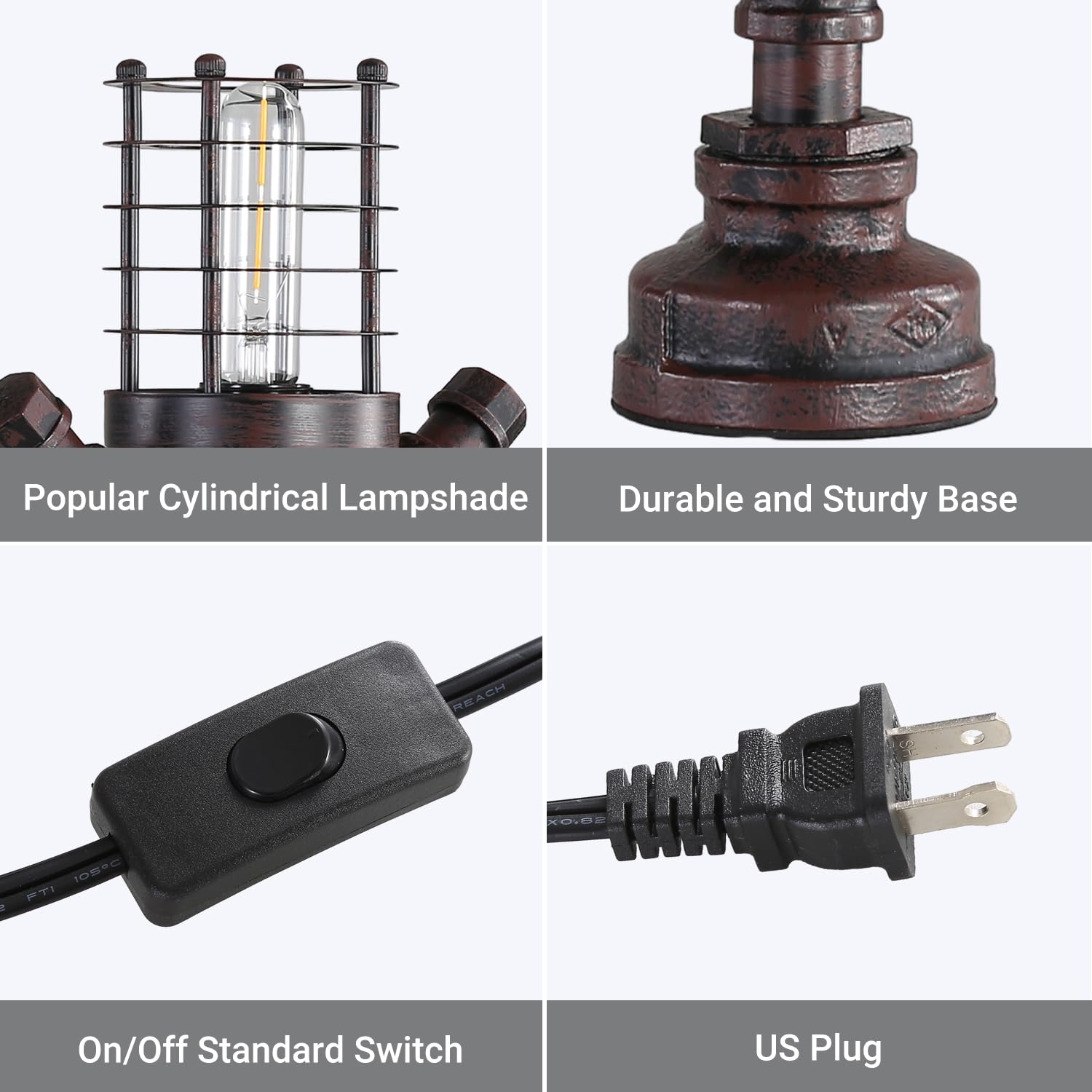 Industrial Vintage Cage Pendant Light - Black Metal Wire Cylinder Lamp Shade (2 Pack)