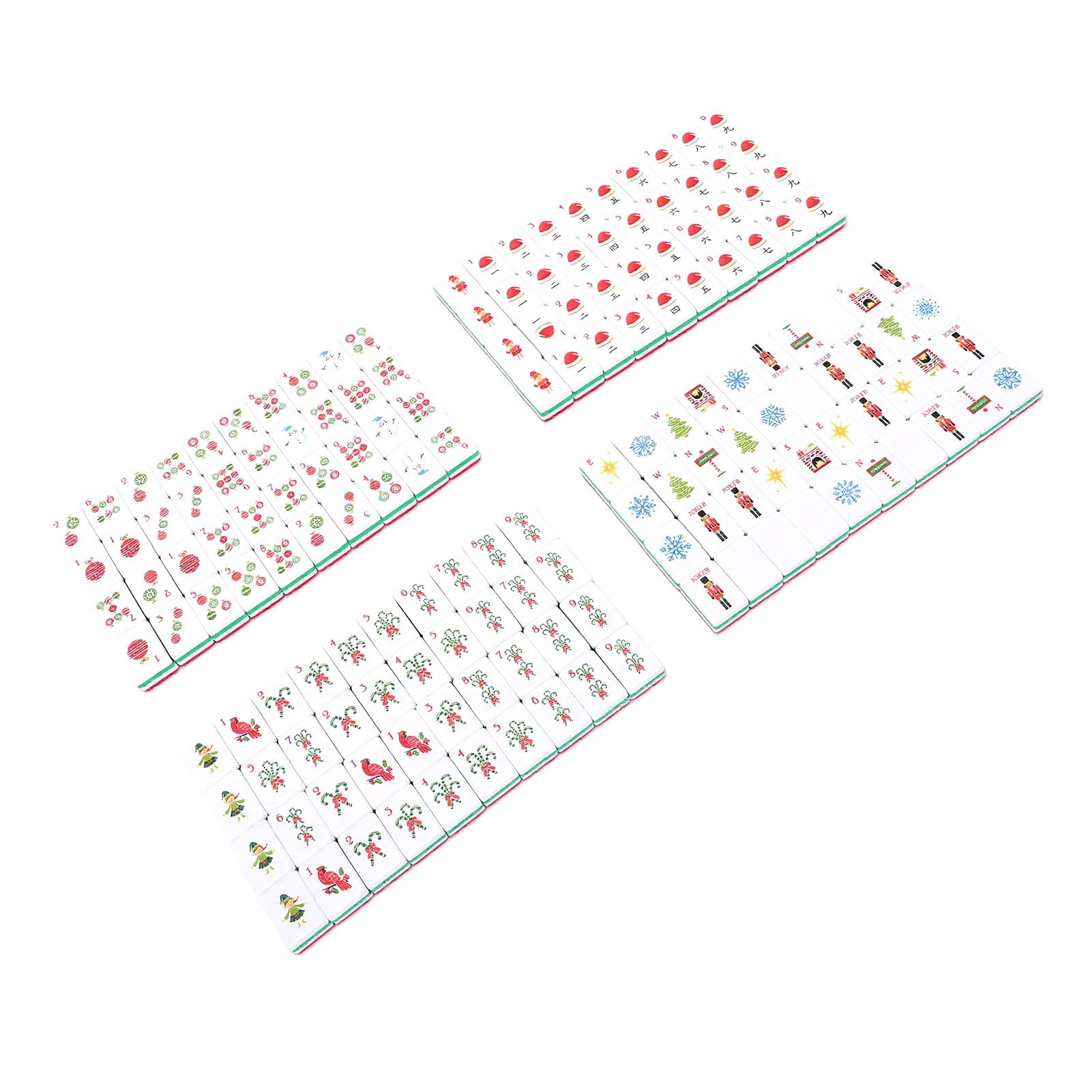 Alomejor Set Mahjong in Acrilico, Tessere Rosse Natalizie da 160 Pezzi | Piastrelle Acriliche Antigraffio, Design Natalizi con Alberi e Renne, da 15 Anni