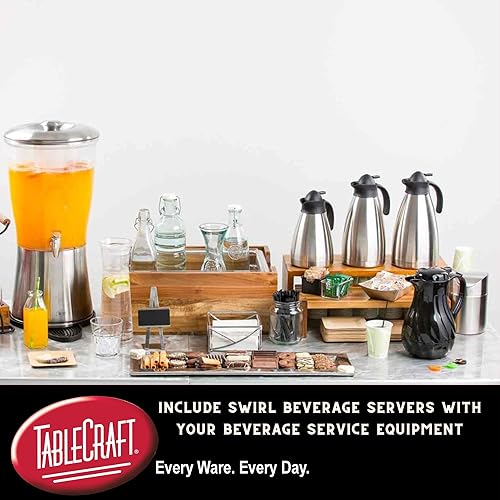 Miniatura 8 de TableCraft 1001402 Cash & Carry Connoisserve - Decantador de café, 40 onzas, blanco, prensa de pulgar, diseño de remolino, aislamiento de triple