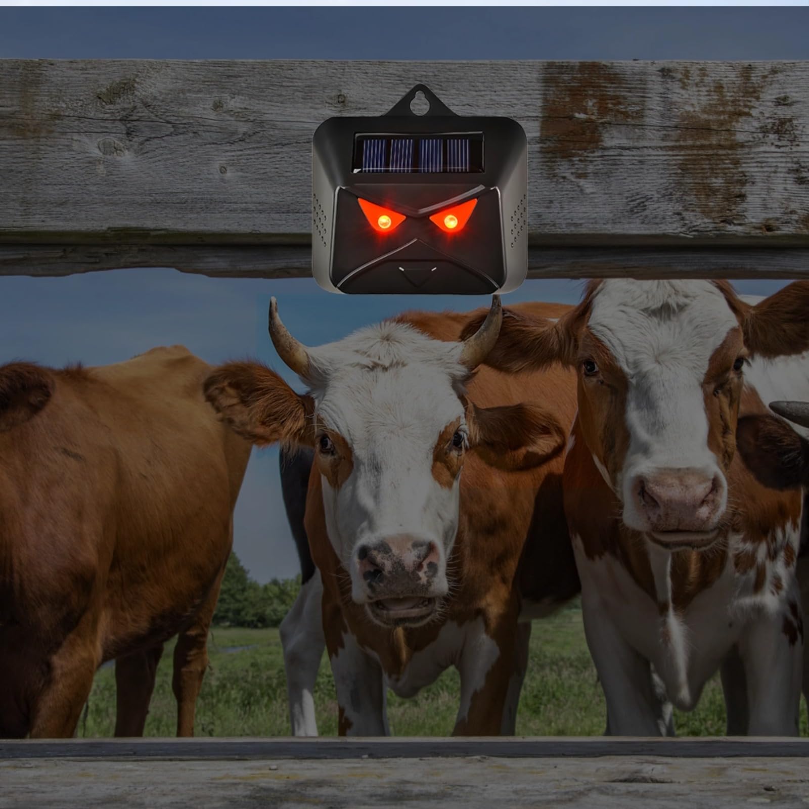 Dissuasore ad ultrasuoni per animali a energia solare, con LED, IP44, impermeabile, design per giardino, cortile e aree agricole, 4 pezzi