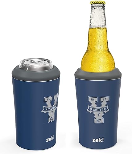 Miniatura 6 de Zak Designs Botella de acero inoxidable aislado al vacío 188 SS de 12 onzas, uso 4 en 1 y para bebidas frías, sin BPA, enfriador de latas Vin Scully
