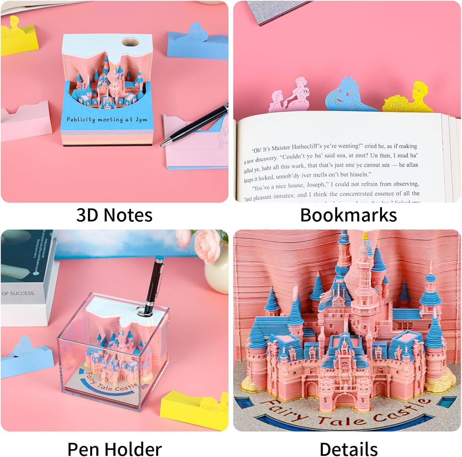 Notatnik 3D, magiczny zamek ze światłem, papier do rzeźbienia, artystyczny, nieprzylepny, DIY, kostki, karteczki, naklejki, notatki, do biura, domu, kreatywny prezent