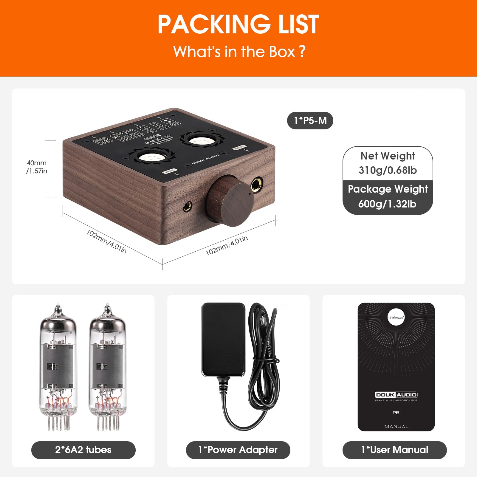 Douk Audio Mini amplificatore per cuffie da desktop stereo stereo con presa da 4,4/6,35 mm (legno di noce)