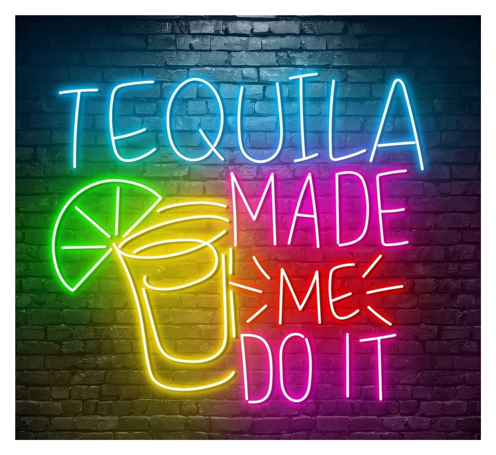 RONGCH Hanging Art Signs Tequila Made Me Do It Neon Sign Cocktail Liquor Bar Pub Event Party Decor Storefront Window Display Business Entrance 58cm
