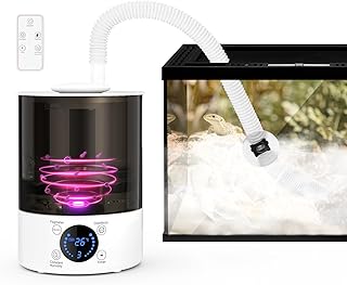 Reptile Fogger with U-V Light, Top Fill Reptile Humidifiers with Hose, 2.8L Capacity Fogger for Terrarium, Perfect Fogger for Reptiles, Amphibians, Herps Plants, Paludarium and Vivarium