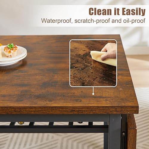Miniatura 5 de Mesa de comedor plegable de madera de 63 pulgadas para 2-6 escritorio de cocina extensible moderno que ahorra espacio, color gris