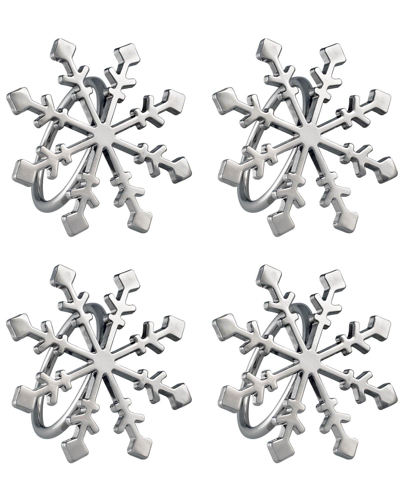 WeRChristmas Set of 4 Snowflake Napkin Holders, Multi-Colour, 7cm