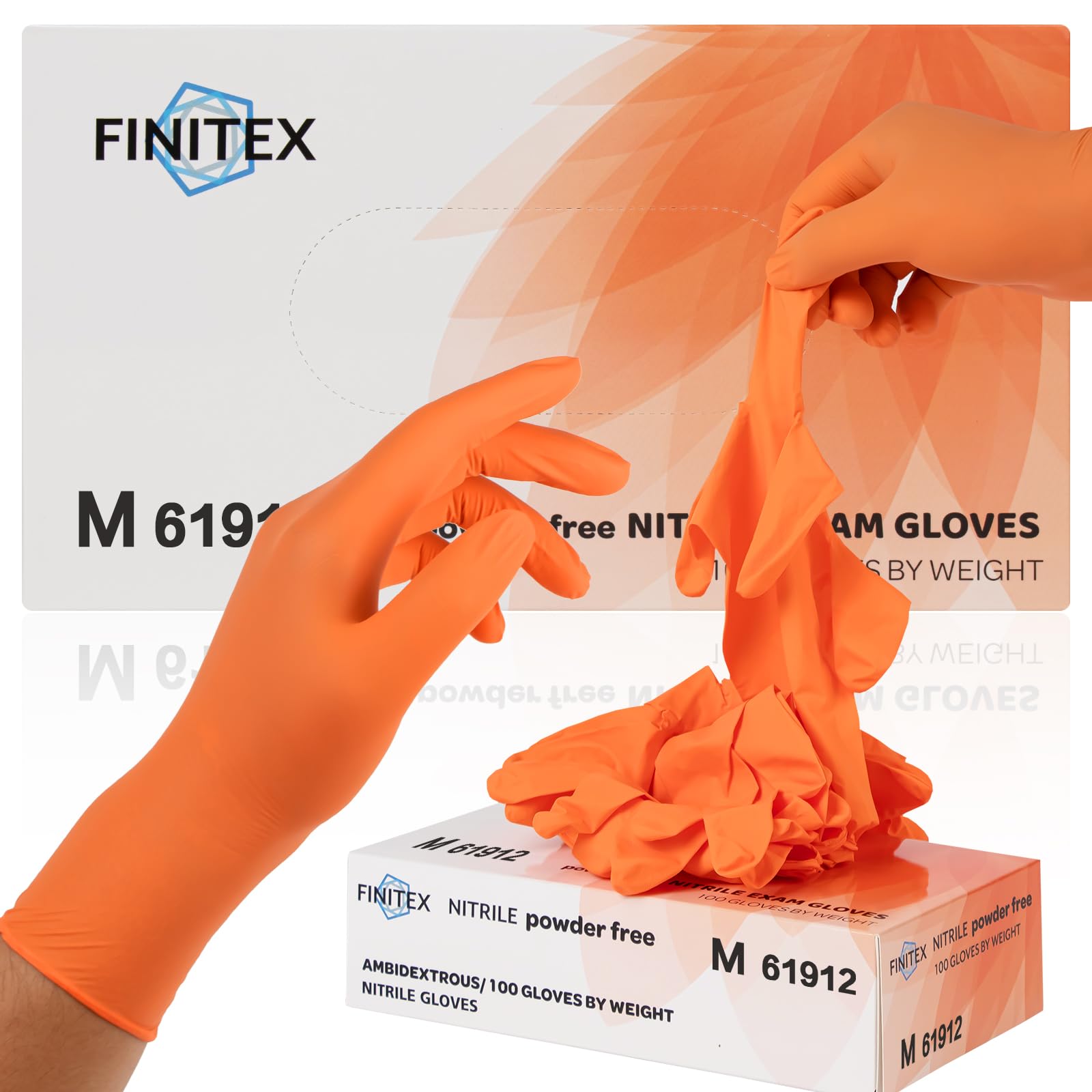 FINITEX Nitrile Disposable Gloves Orange 3.5mil 100PCS Latex-Free Food