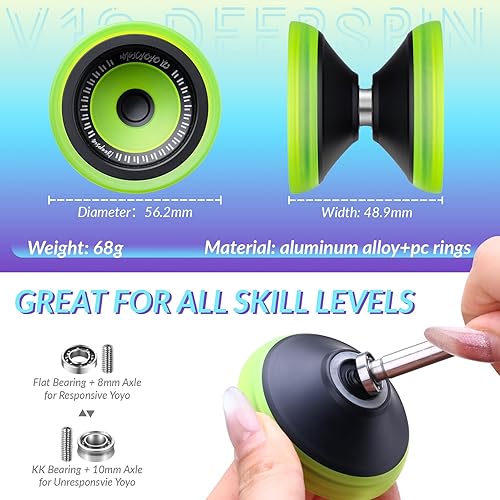 Miniatura 21 de MAGICYOYO V13 DEEPSPIN Yoyo Bimaterial para niños de 8 a 12 años, Yoyo profesional de doble función para todos los niveles de habilidad, Yo-yo de