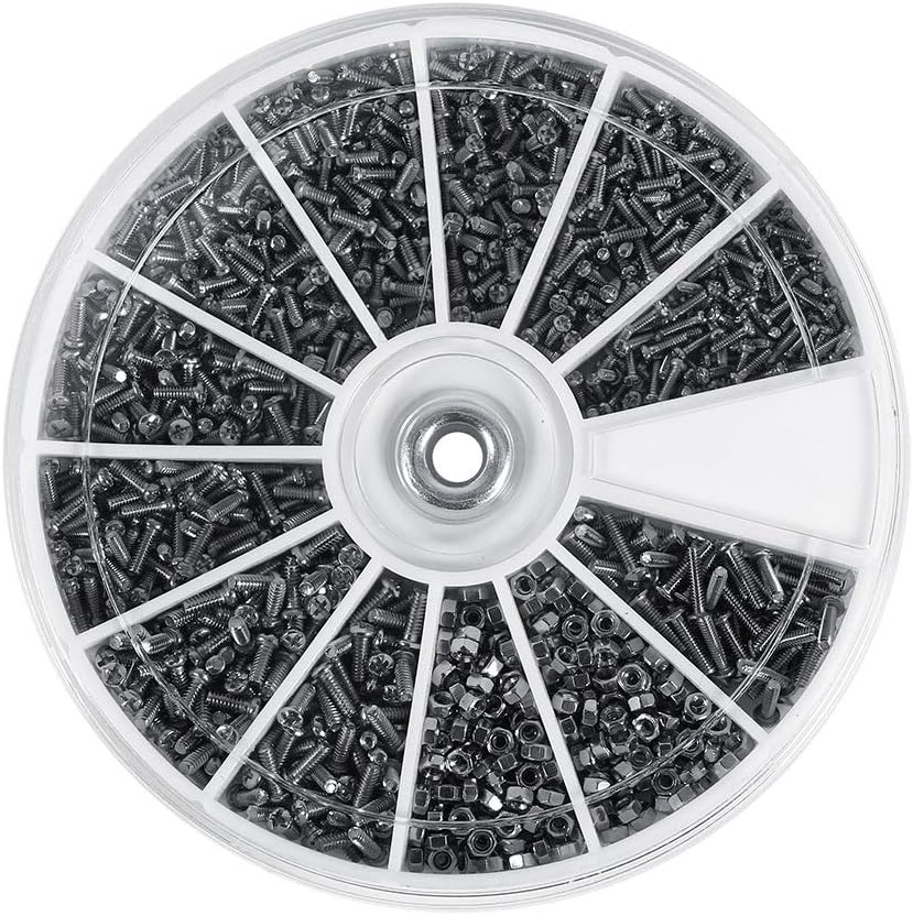 12 Kinds M1 M1.2 M1.4 M1.6 Small Screws Assortment Kit - Mini Screws Set Hand Tool Repair Kit for Eyeglasses Laptop Watch 600Pcs