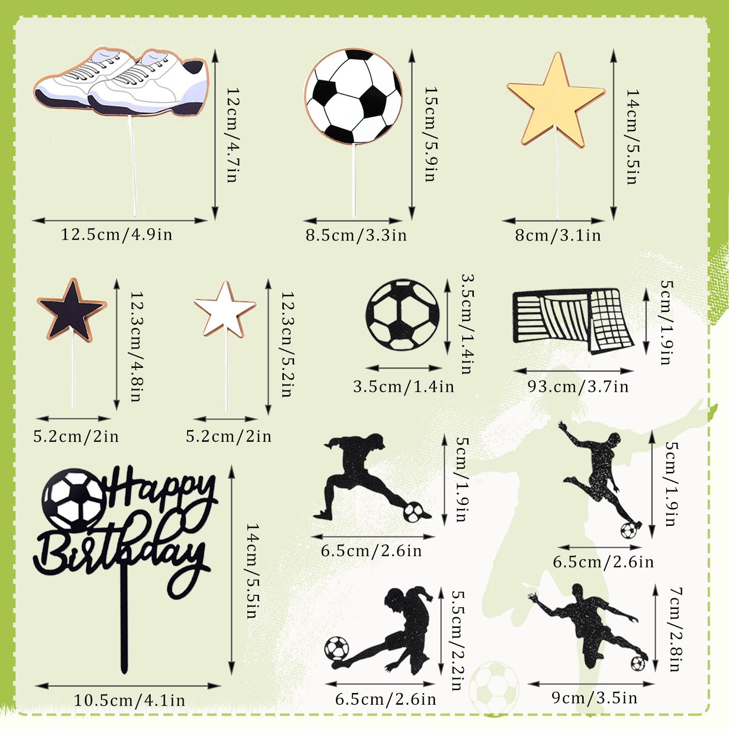 Kit Decorazione Torta Calcio Con 7 Giocatori, Pallone E Bandierine - Perfetto Per Feste A Tema - 2