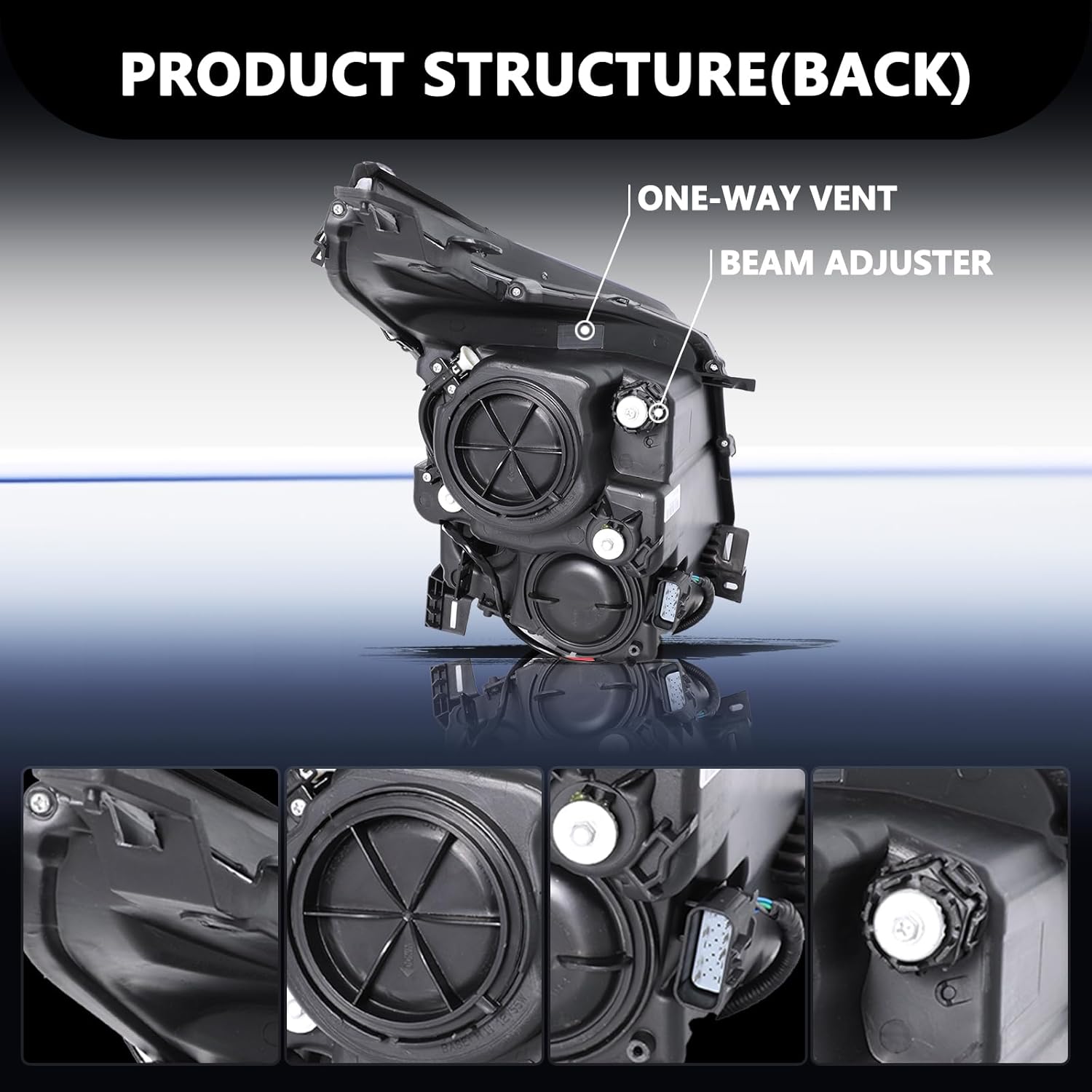 Aosky Halogen Headlight Assembly for 2010-2016 Cadillac SRX 10 11 12 13 14 15 16 OE Style Projector Chrome Housing Headlamp Black Housing Pair Set