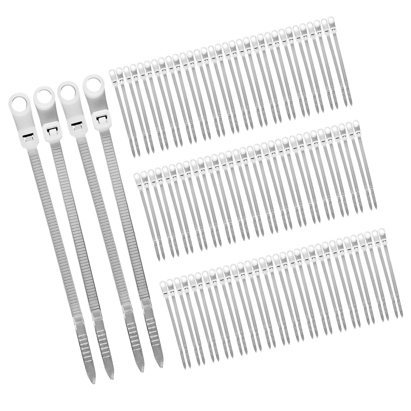Kaeltsyn White Of 100 Heavy Duty Nylon Fastening Straps With Screw Holes For Secure Wire Management And Organization Home Wiring Organizers