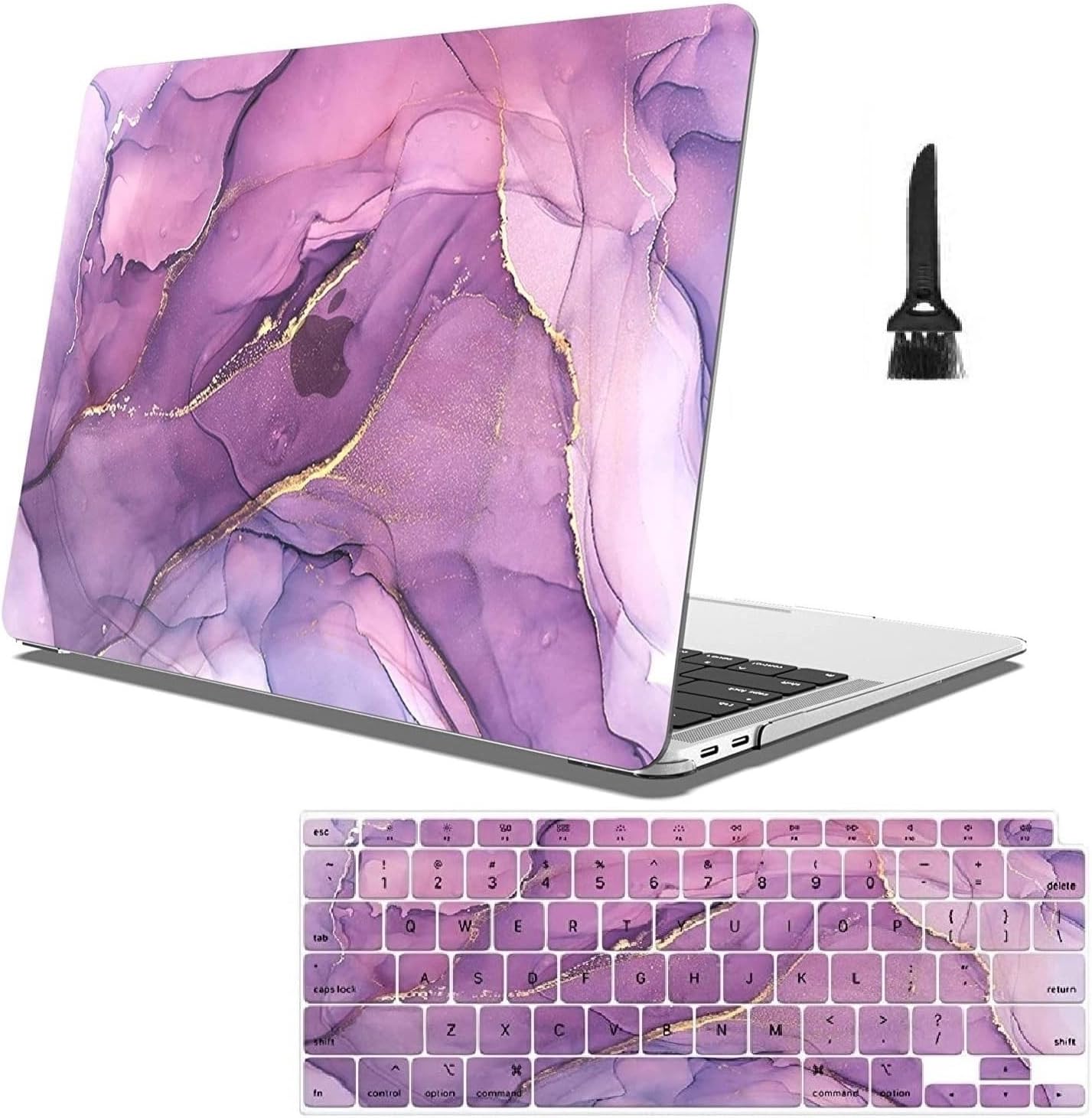 Protective Hard Shell Case Cover Compatible with New MacBook Air 13-Inch with Retina Display & Touch ID Model:- A2337 M1/A2179/A1932, Release 2020" Purple Marble 01