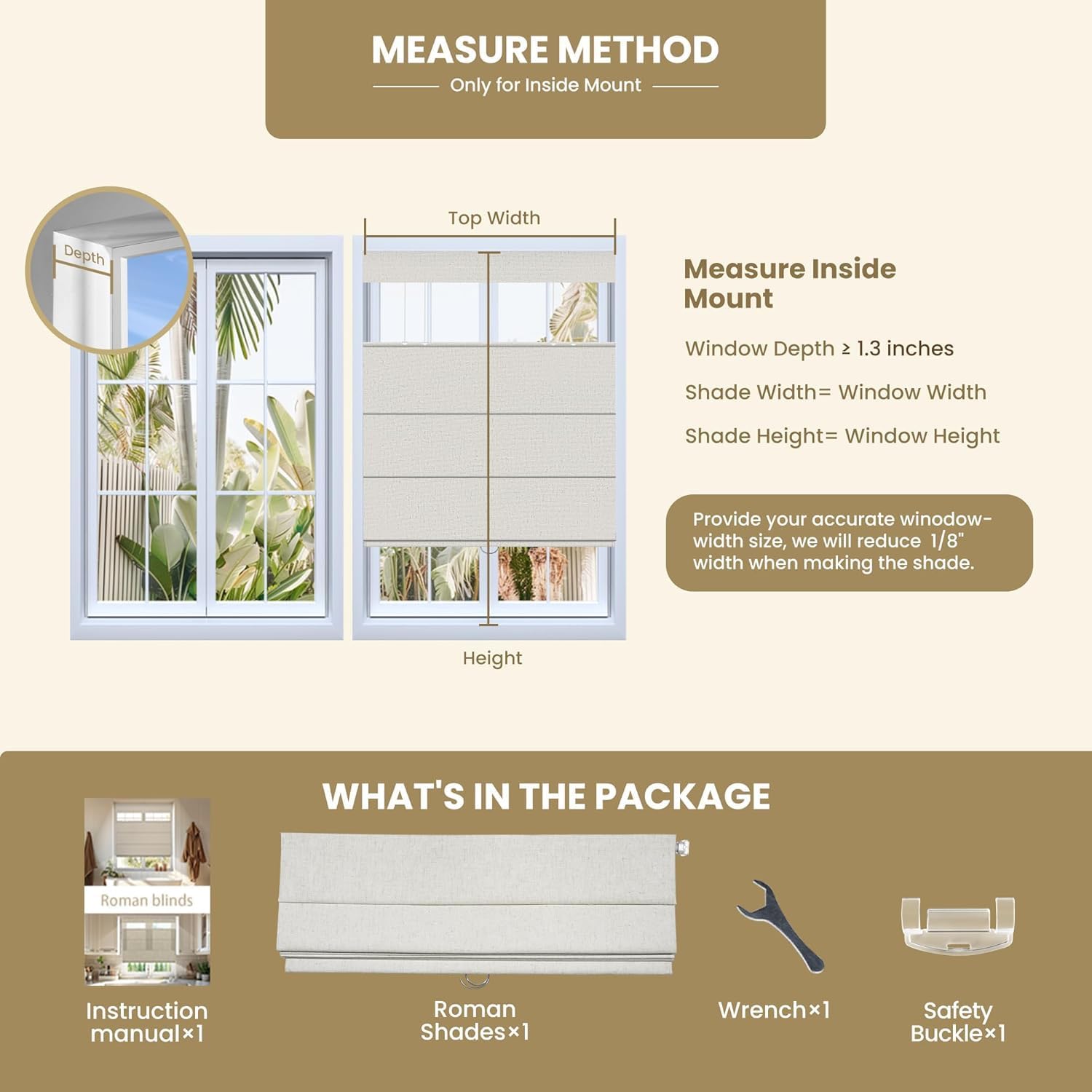 No Drill No Tools Top-Down Bottom-up Blackout Blinds Cordless Shades Easy Install for Living Room Bedroom Office Custom Size My - White