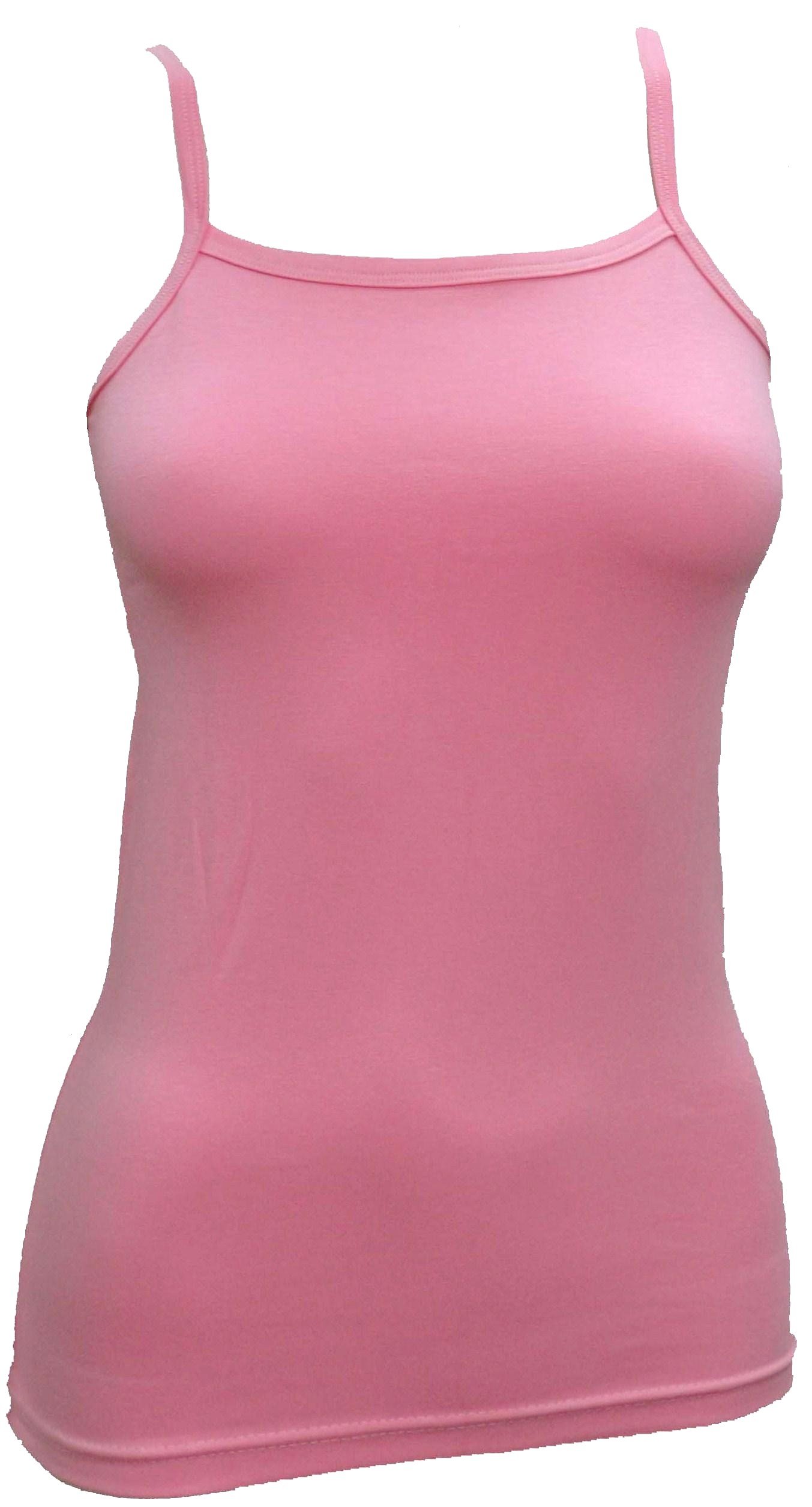 LADIES COTTON VESTS THIN STRAP SCOOP NECK STRETCH CAMISOLE - SIZES & COLOURS *** (X-Large 44 UK-16, Pale Pink)
