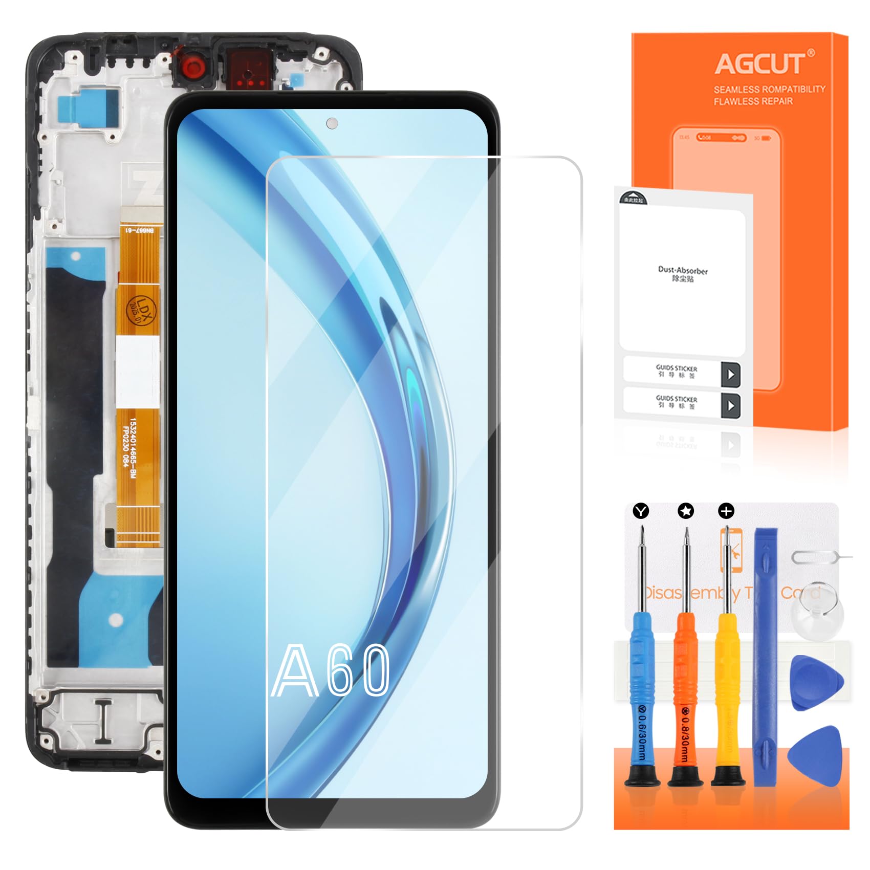 per Oppo A60 LCD Display per Oppo A60 CPH2631 LCD Schermo per Oppo A60 Touchscreen Digitizer Assembly con Telaio Kit di Riparazione (Nero, 6.67")