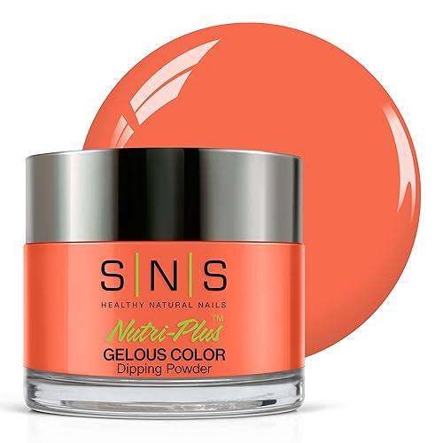 SNS - Polvo de inmersión de uñas, polvo de inmersión de color, caramelo de roca dura (naranja) - Color de uñas de larga duración que dura 14 días,