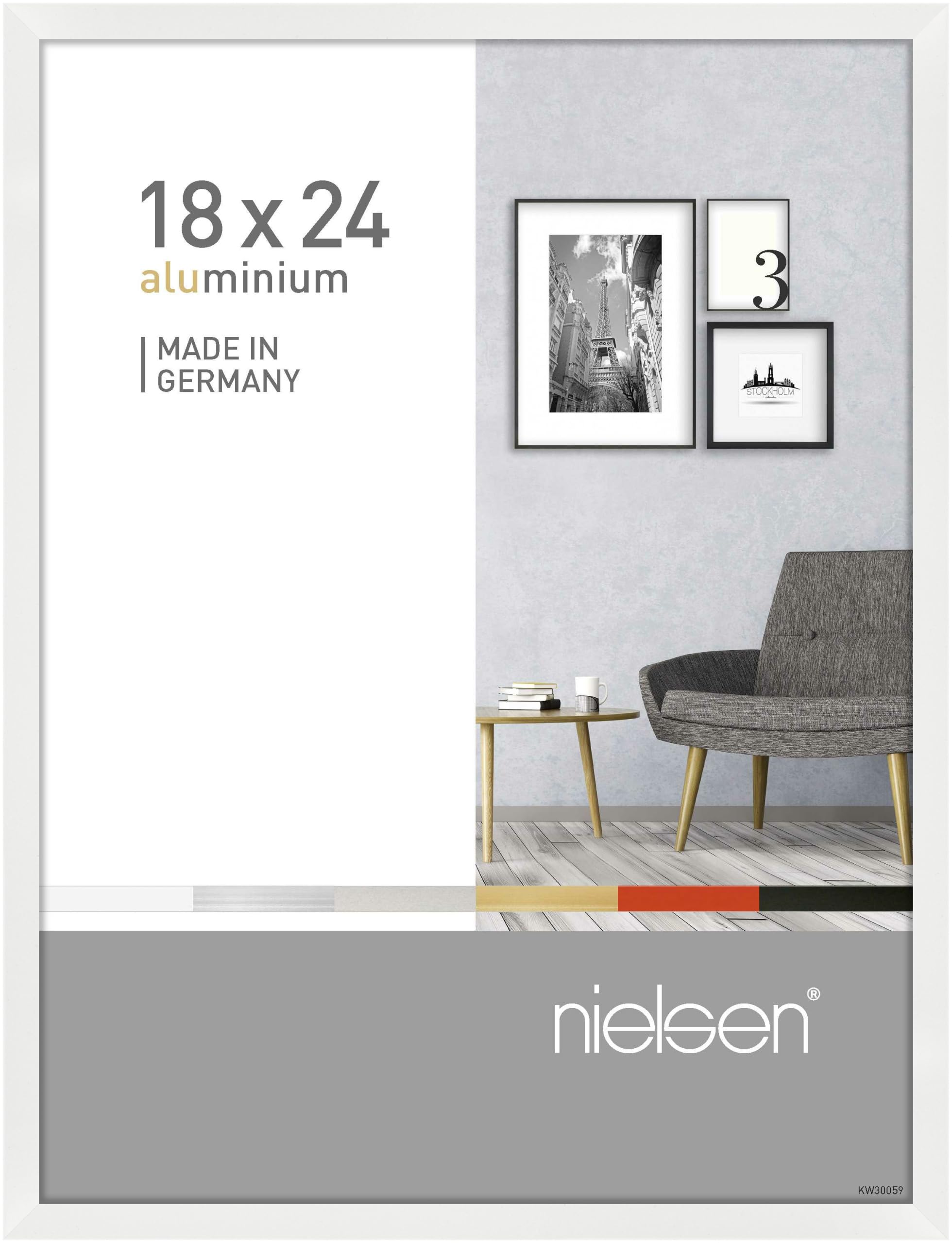 nielsen Pixel Aluminium Picture Frame - Glossy White 18x24cm - with Float Glass and Easy Push-Turn Clips โ image 1