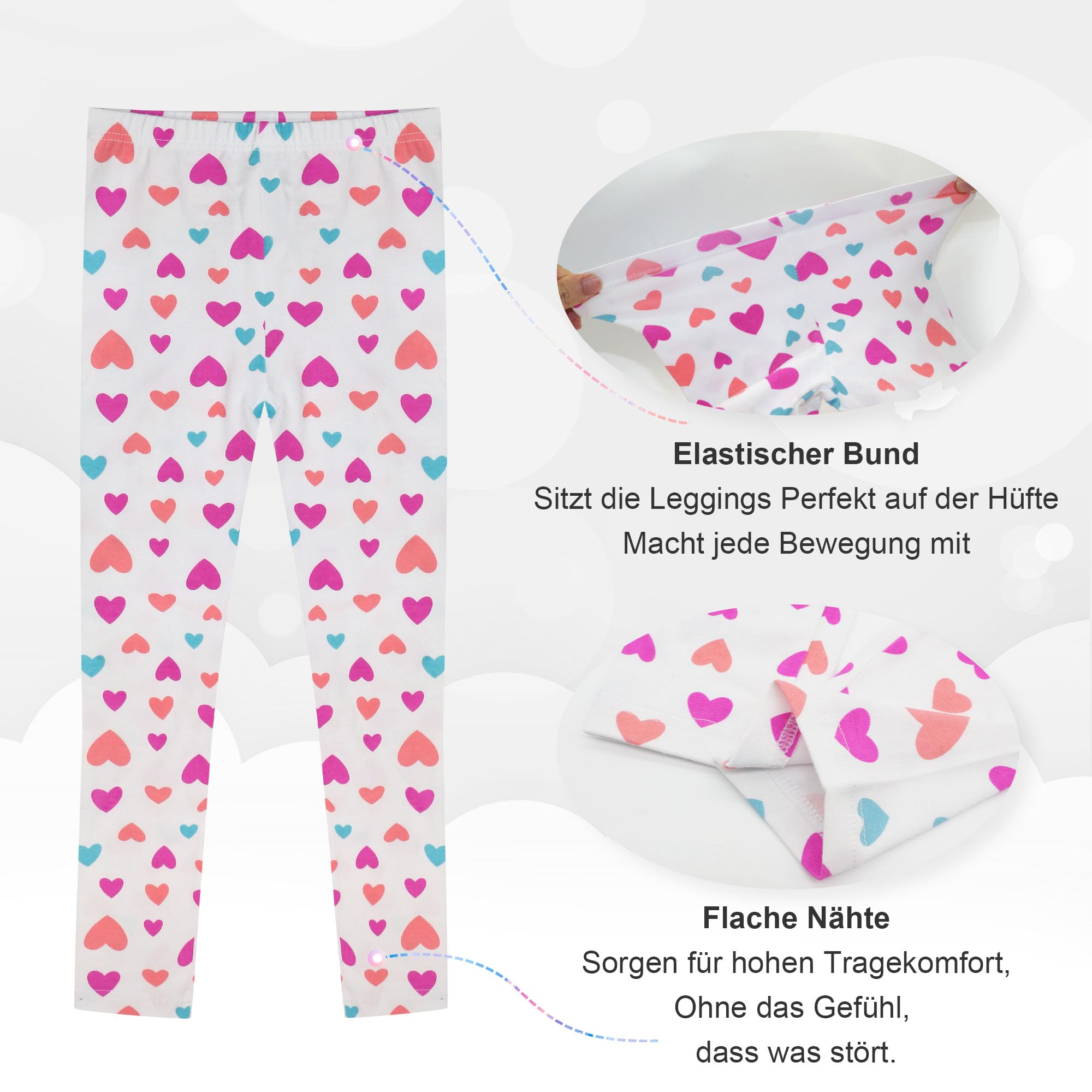 LiKing Leggings Coton Sport Longs Elastique Pantalons Enfant Gymnastique Fitness avec Imprimé Mignon Stretch 2/3er Pack 4539