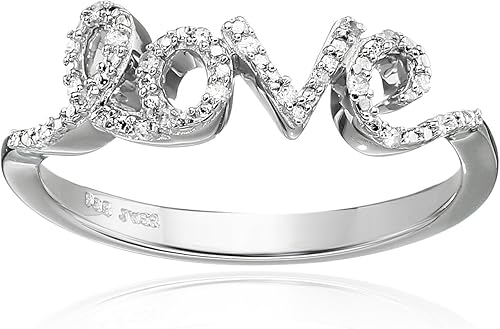 Anillo de plata de ley Jewelili con forma de diamante redondo blanco natural