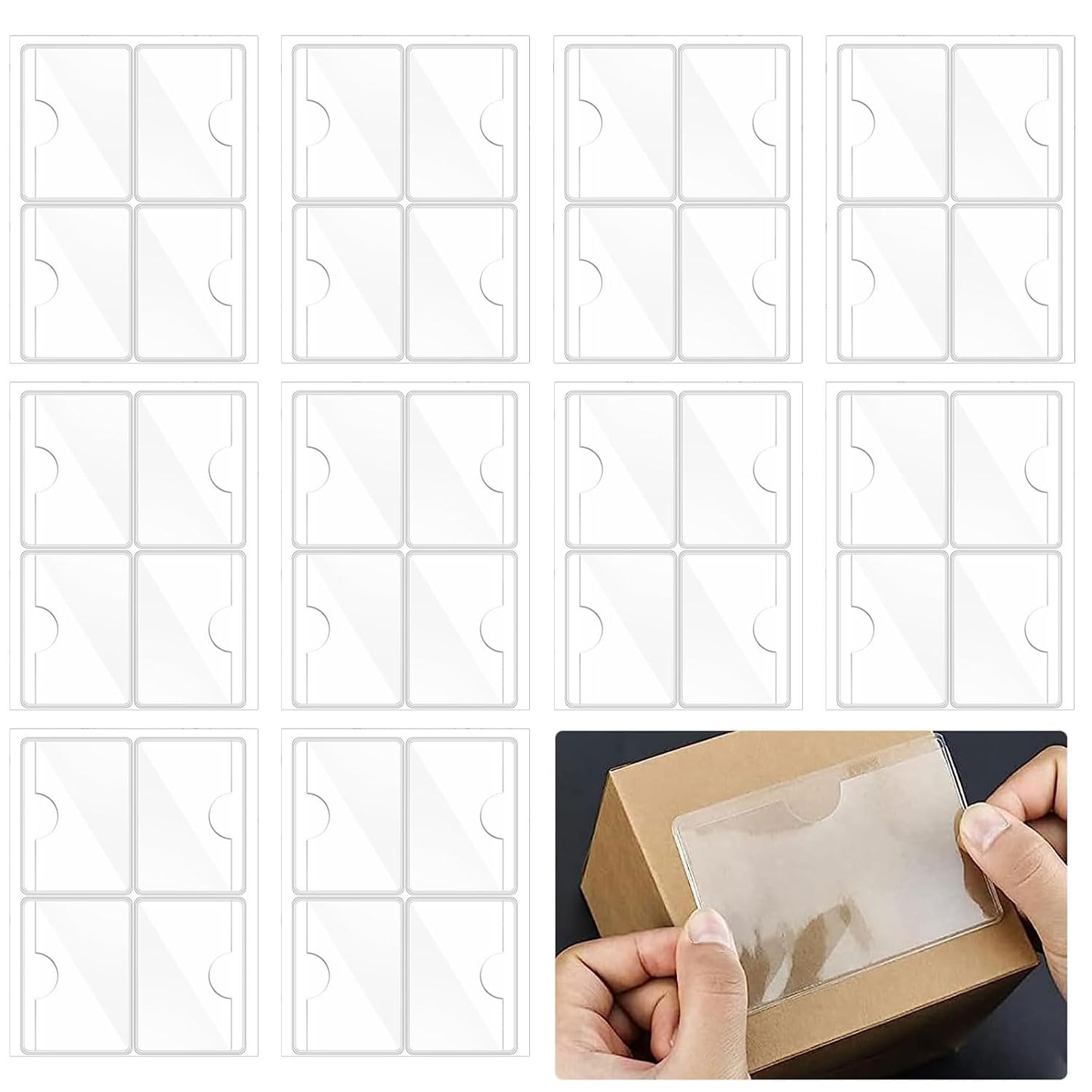 40 Transparent self-Adhesive Label Pouches, Suitable for organising documents, Cards and Papers in the Office or at Home (10 x 6 cm)