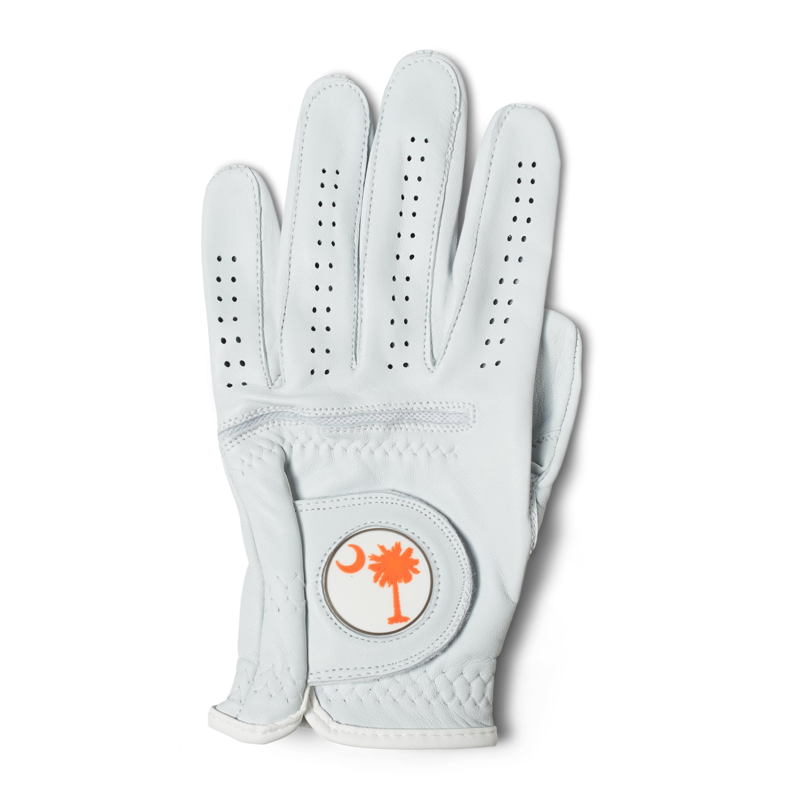 Palmetto Golf & Belts, Orange Palmetto Tree, AAA Cabretta Leather Golf Glove Medium Large Right Handed Golfer