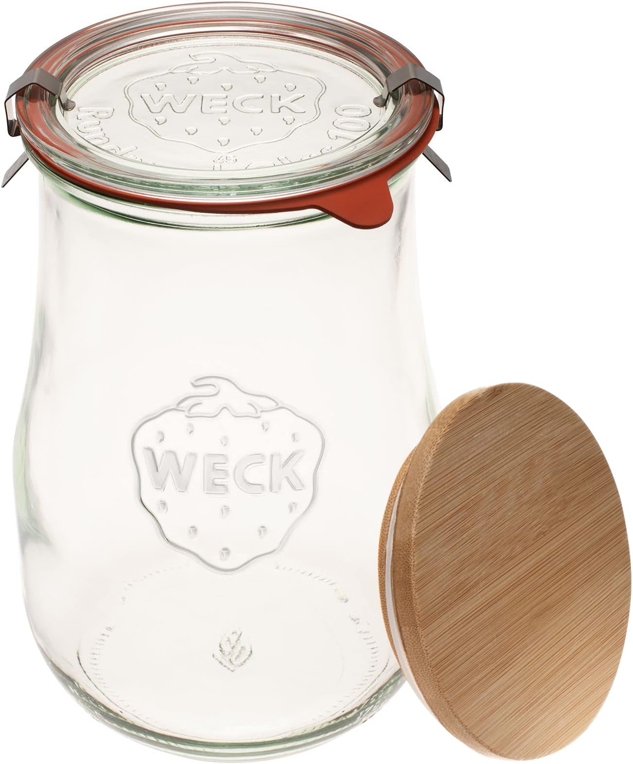 -50.7 fl oz Weck Tulip Jars 1.5 Liter - Large Glass Jars for Sourdough - Starter Jar with Glass Lid with Wide Mouth Suitable Canning and Storage 1 Jar with Wood Lid 59.2 fl. oz