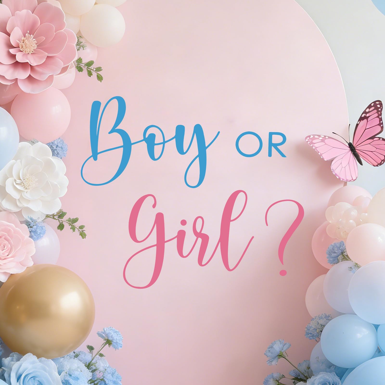 Qzwexaz Boys Blue/Pink Or Girl Gender Reveal Backdrop Decal, Baby Gender Party Sticker Decorations, Or Girl Sign Sticker, Baby Shower Party Supplies