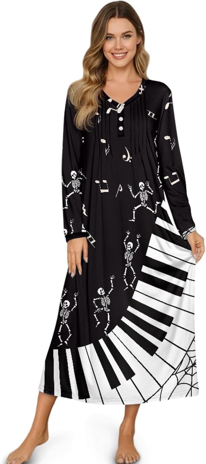 Nightgown For Women Long Sleeve Oversized Full Length Party House Sleep Lounge Dress Long Sleepwear Nightgown
