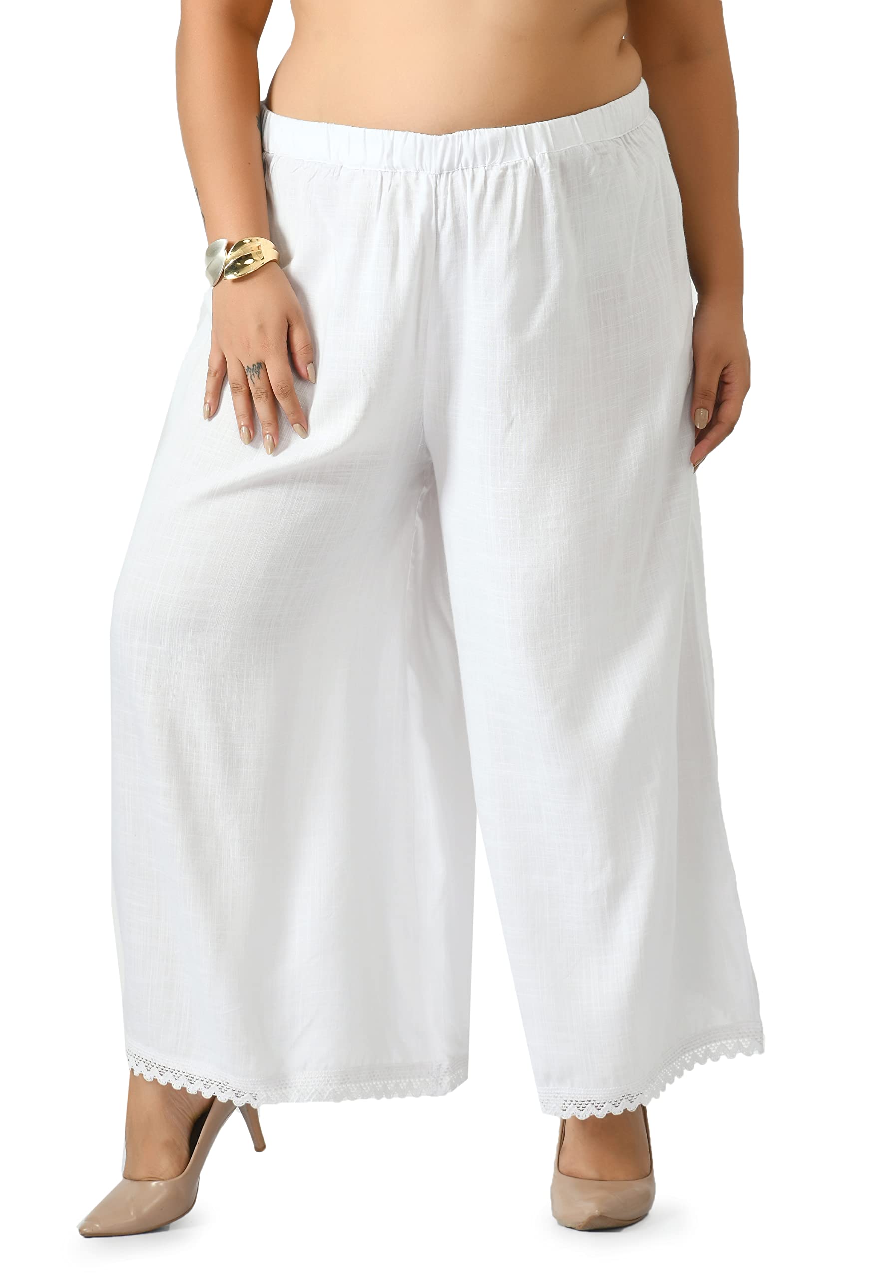 Women's Rayon White Flared Palazzo-image-33