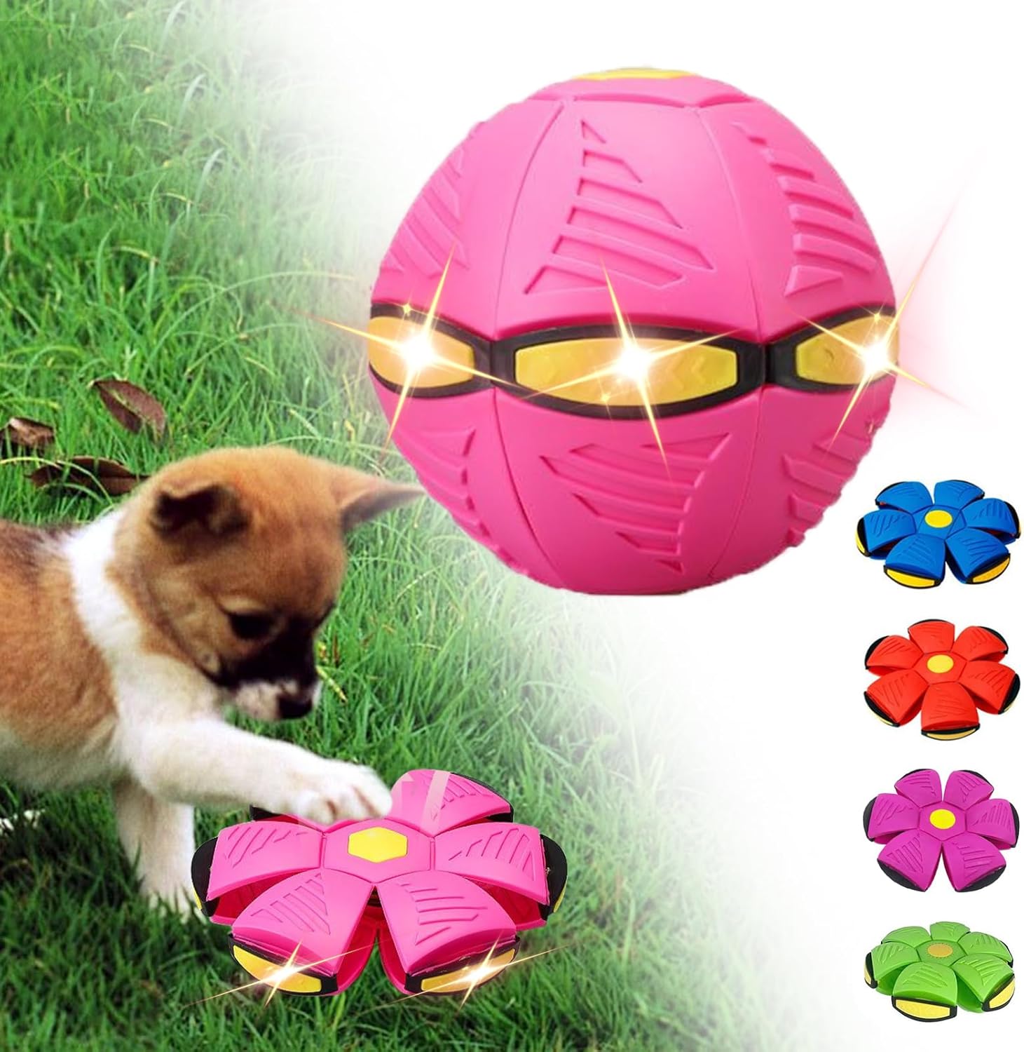 Pet Supplies Geohee Flying Saucer Ball for Dogs, Interactive Flying Saucer Ball Dog Toy, Magic