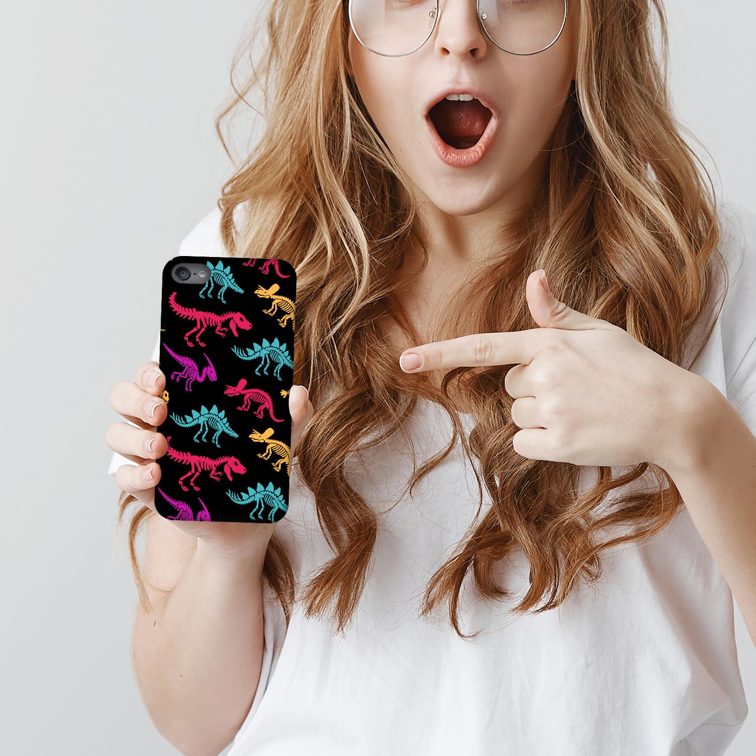 SM CASES Compatible with for iPod Touch 7, iPod Touch 6, iPod Touch 5 Case - Dinosaurs Skeleton Pattern Design 3D Printed Phone Back Hard Plastic Cover for iPod Touch 7/6 / 5.