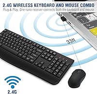 Vista 3 de EDJO - Combo de teclado y mouse inalámbricos, teclado ergonómico de computadora de tamaño completo 2.4G con reposamuñecas y mouse inalámbrico