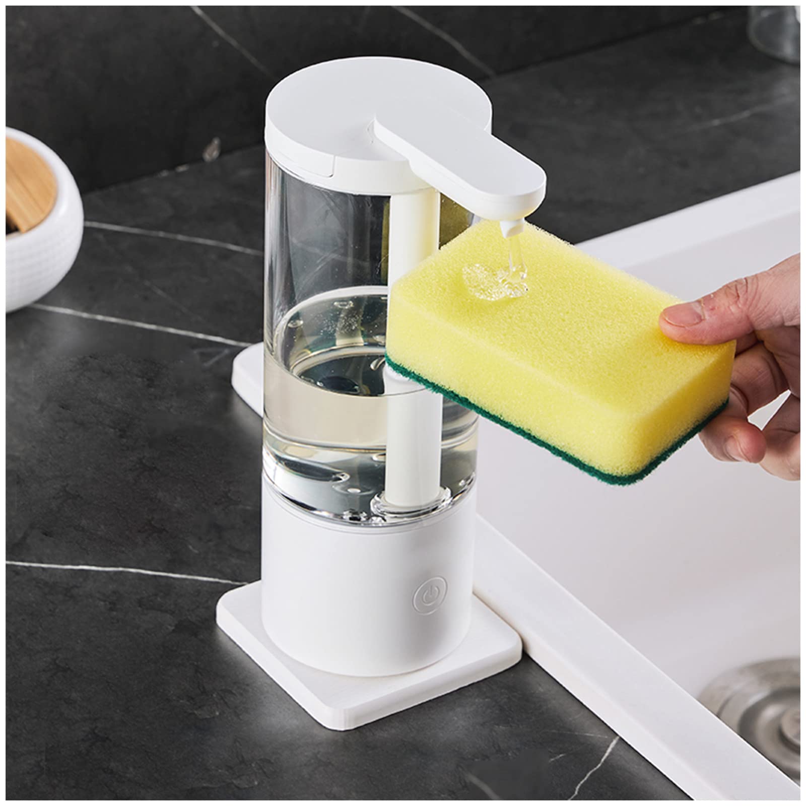 Dispenser Sapone Automatico, Dispenser Sapone Bagno 500ml Ricaricabile, Dispenser Sapone Cucina Non Touch, Dispenser Detersivo Lavatrice con Sensore IPX5 Impermeabile USB Ricaricabile