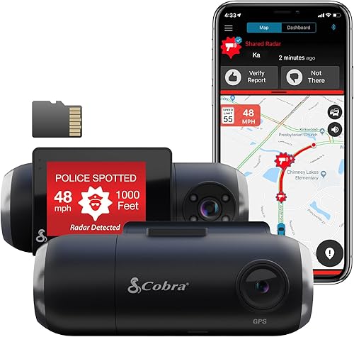 Cobra Cámara de tablero inteligente con cámara interior (SC 201) - Resolución Full HD 1080P, WiFi y GPS integrados, alertas policiales en vivo,