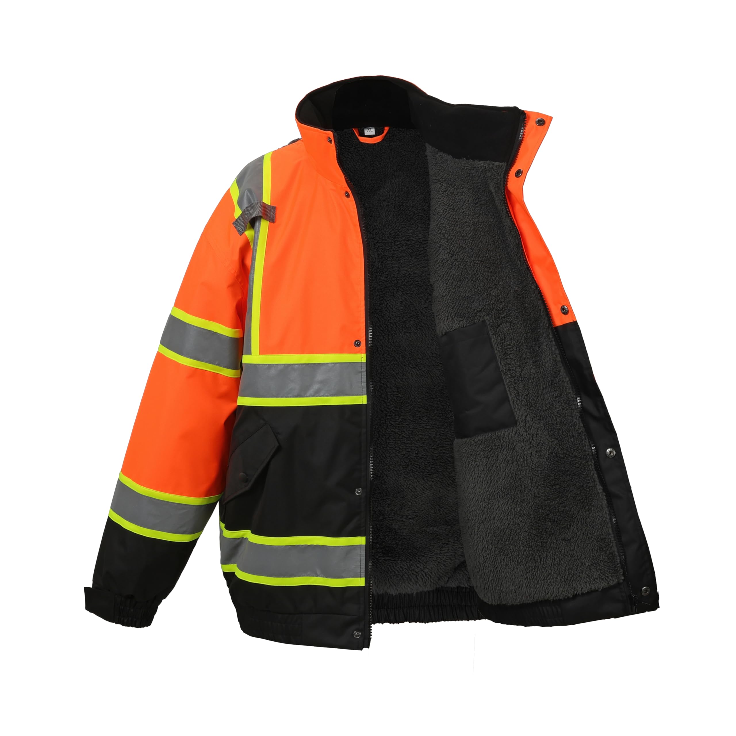 Sudadera con capucha de alta visibilidad para hombre, chamarra de seguridad reflectante con cierre para hombre y mujer, parka aislada para construcción y trabajo