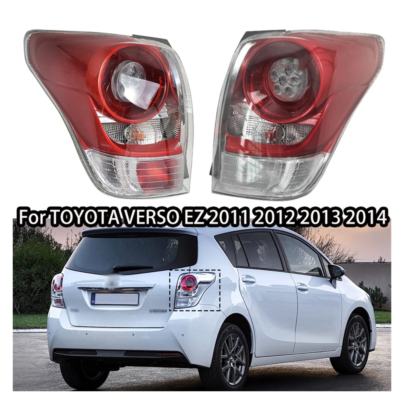 Tylne światło tylnego zderzaka samochodu kompatybilne z Toyota VERSO EZ 2011 2012 2013 2014 Auto akcesoria do lamp tylnych tylne światło Assy lewy prawy tylny reflektor (Color : Only Left)