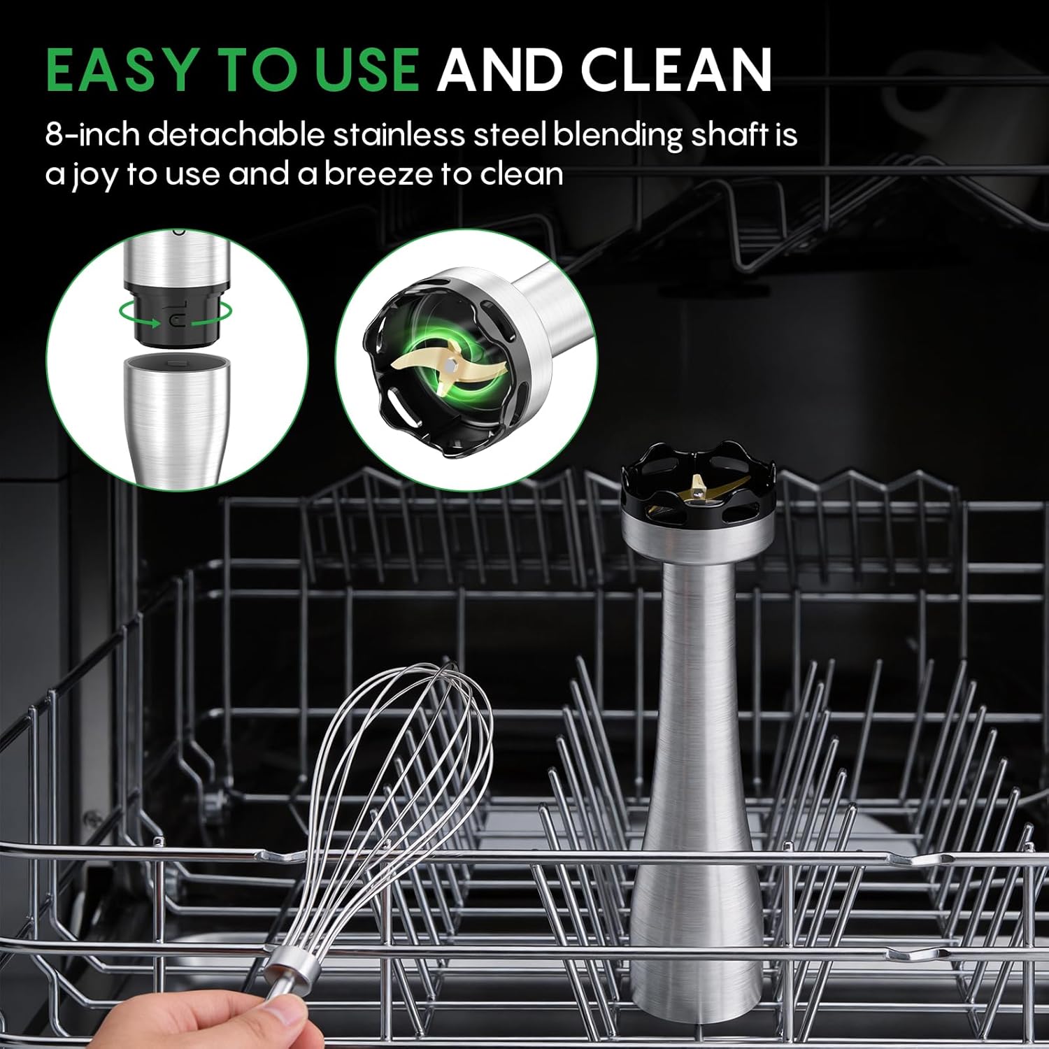 FRESKO Immersion Blenders Handheld, Variable Speed Trigger, 4-In-1 Stainless Steel Hand Blender with Food Chopper, Egg Whisk & 24oz Beaker, Stick Mixers for Baby Food, Soups, Smoothies, Sauce