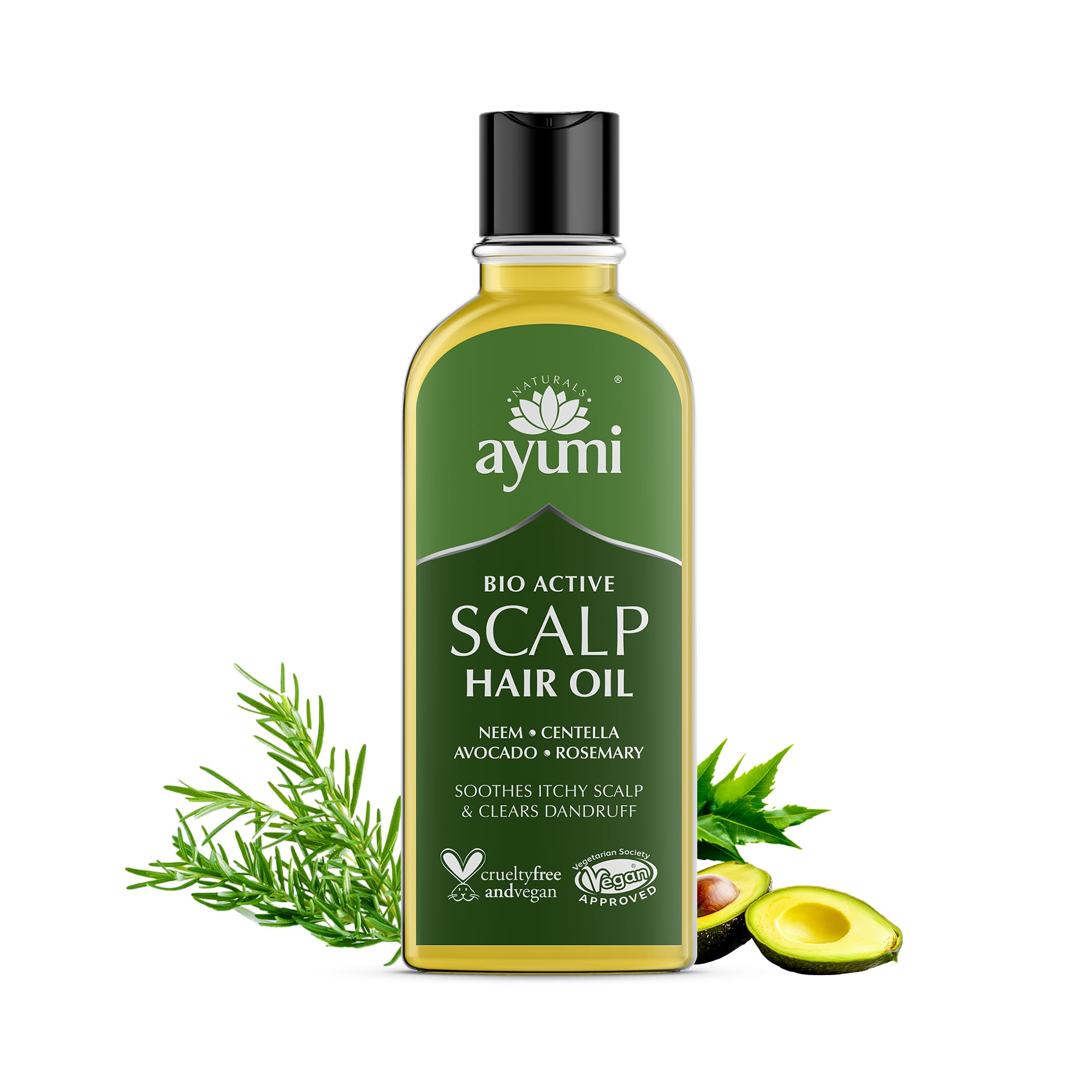 Bio-Active Scalp Hair Oil | Anti- Dandruff Scalp Treatment with Neem | Scalp Oil for Dry Itchy Scalp Treatment | Rosemary Hair Oil for Dry Damaged Hair | Anti-Dandruff Oil for Hair Care | 150ml