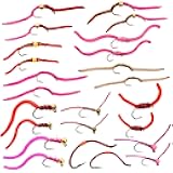 The Fly Crate | 24 San Juan Worm Fly Fishing Flies Assortment for Trout | 2 Dozen Beaded Worms Wet Nymph Flies