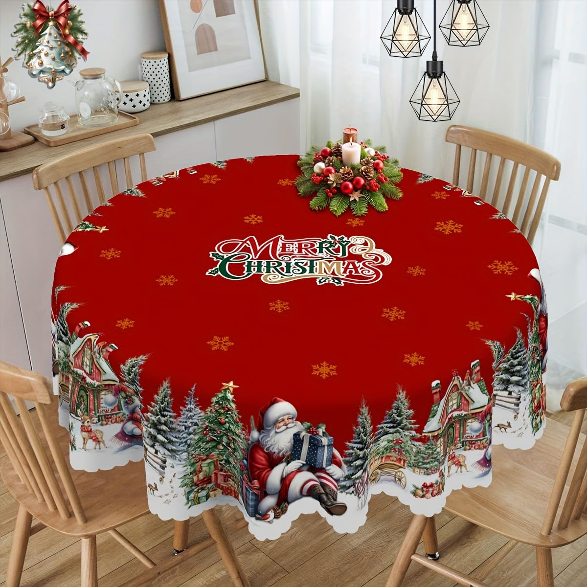 Mantel Navideño Manteles de Navidad y Año Nuevo con Estampado de árbol de Papá Noel, 4 tamaños Disponibles for decoración navideña(140cmX180cm)